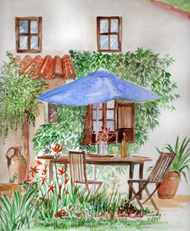 Le Moulin patio artistic impression